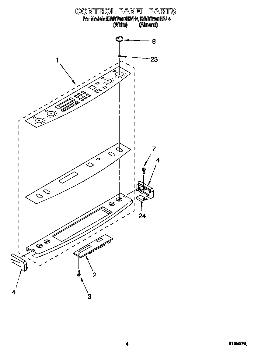 KitchenAid KGRT600HAL4 control panel diagram