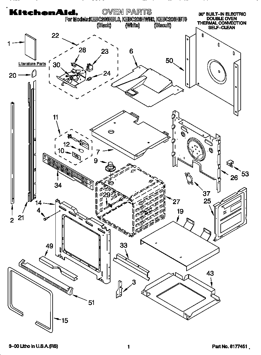 KitchenAid KEBC208HBL0 oven diagram