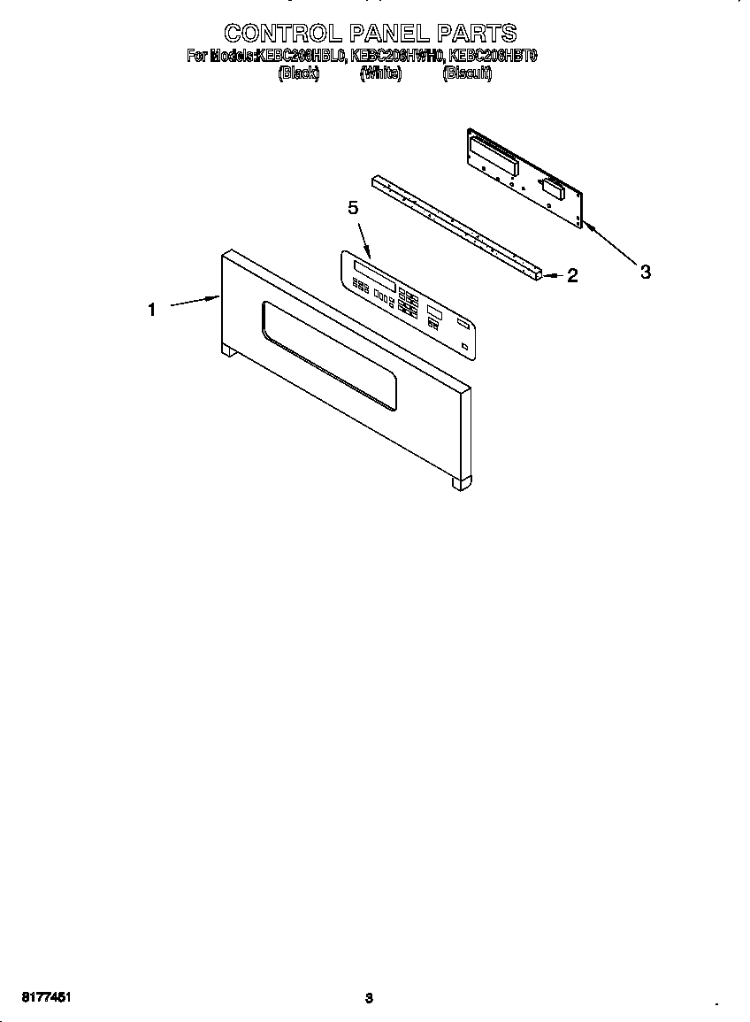 KitchenAid KEBC208HBL0 control panel diagram