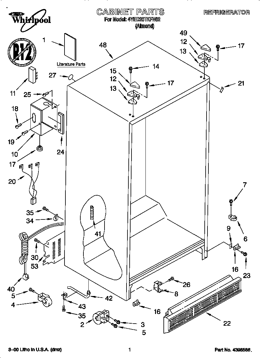 Whirlpool 4YED20TKFN02 cabinet diagram