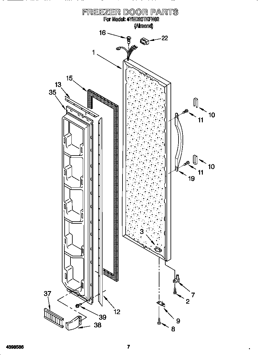 Whirlpool 4YED20TKFN02 freezer door diagram