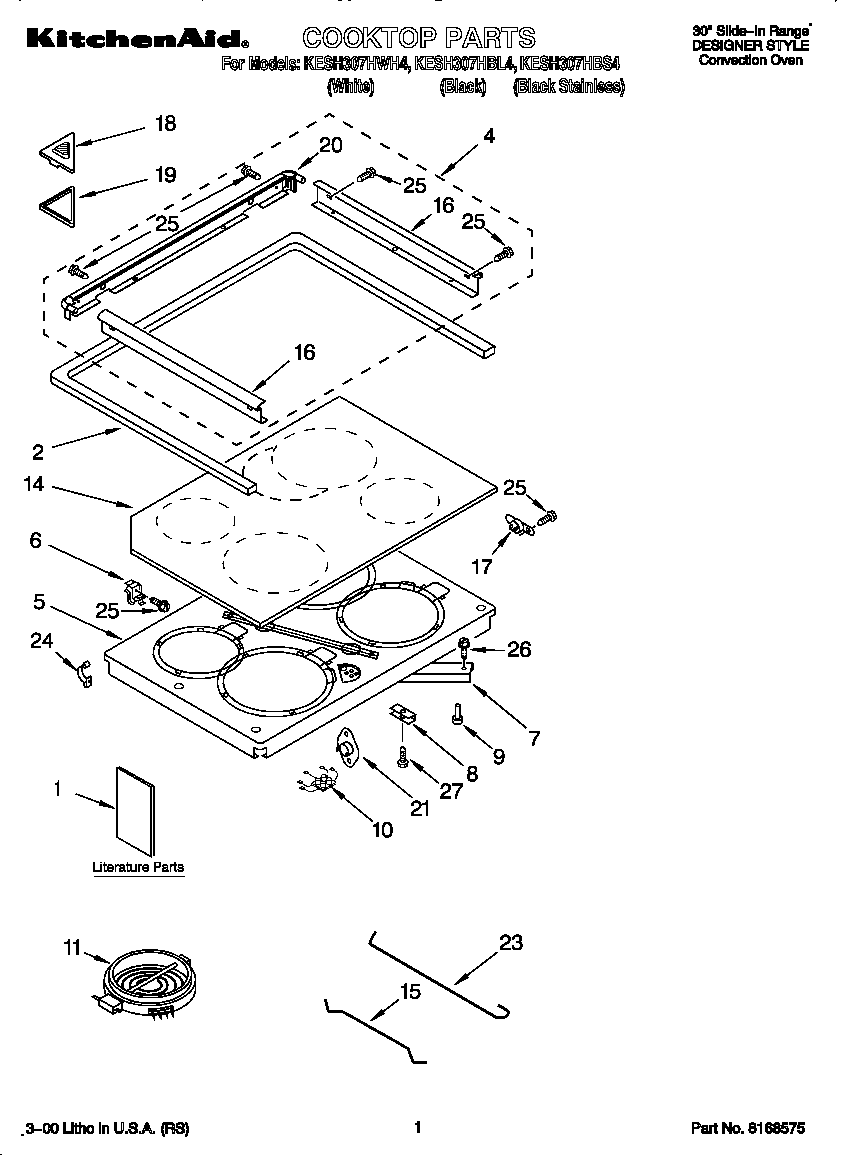 KitchenAid KESH307HBS4 cooktop diagram