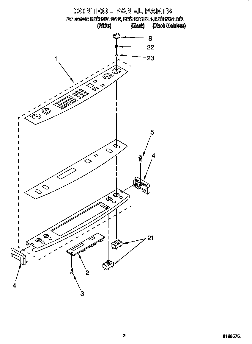 KitchenAid KESH307HBS4 control panel diagram