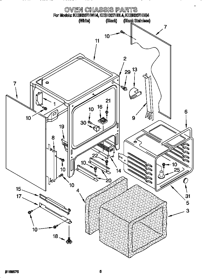 KitchenAid KESH307HBS4 oven chassis diagram