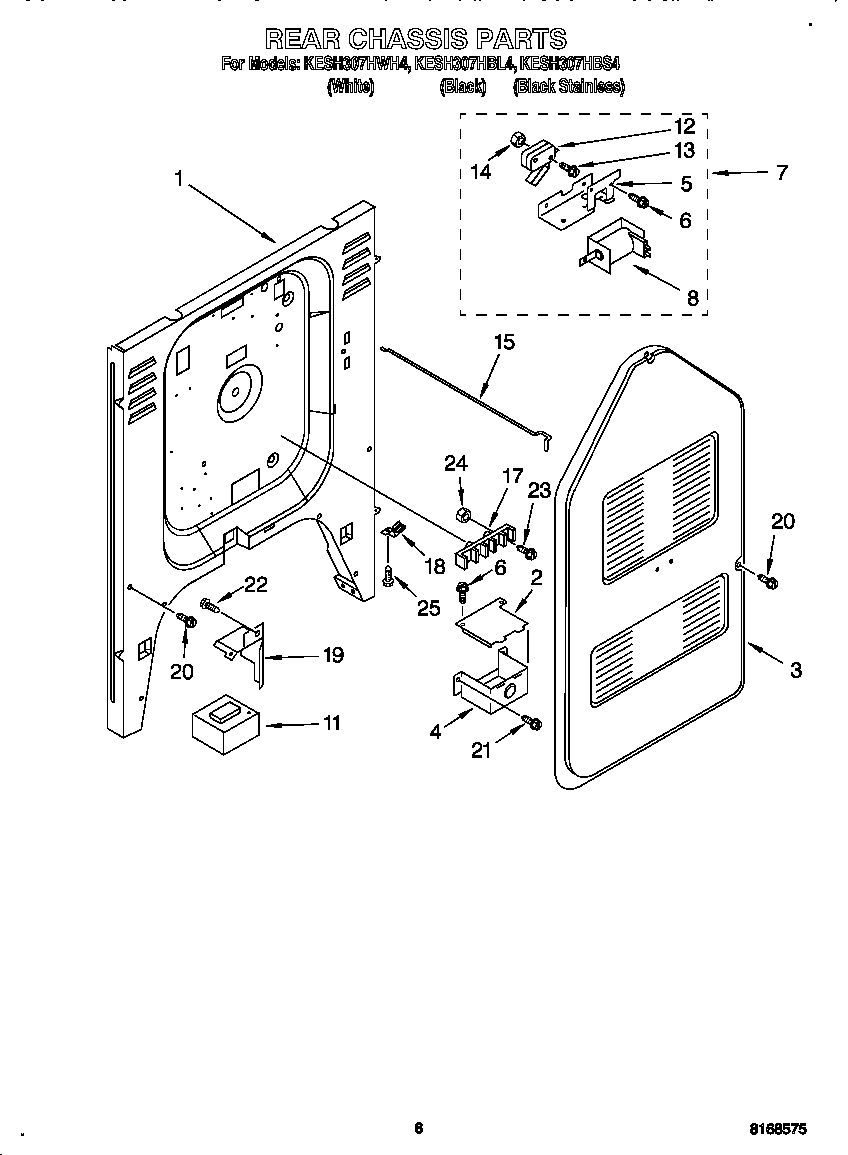 KitchenAid KESH307HBS4 rear chassis diagram
