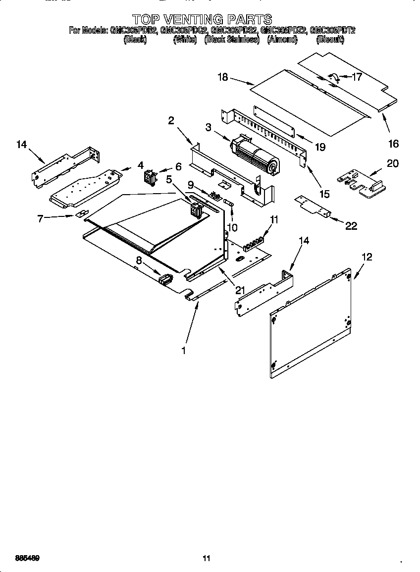 Whirlpool GMC305PDT2 top venting diagram