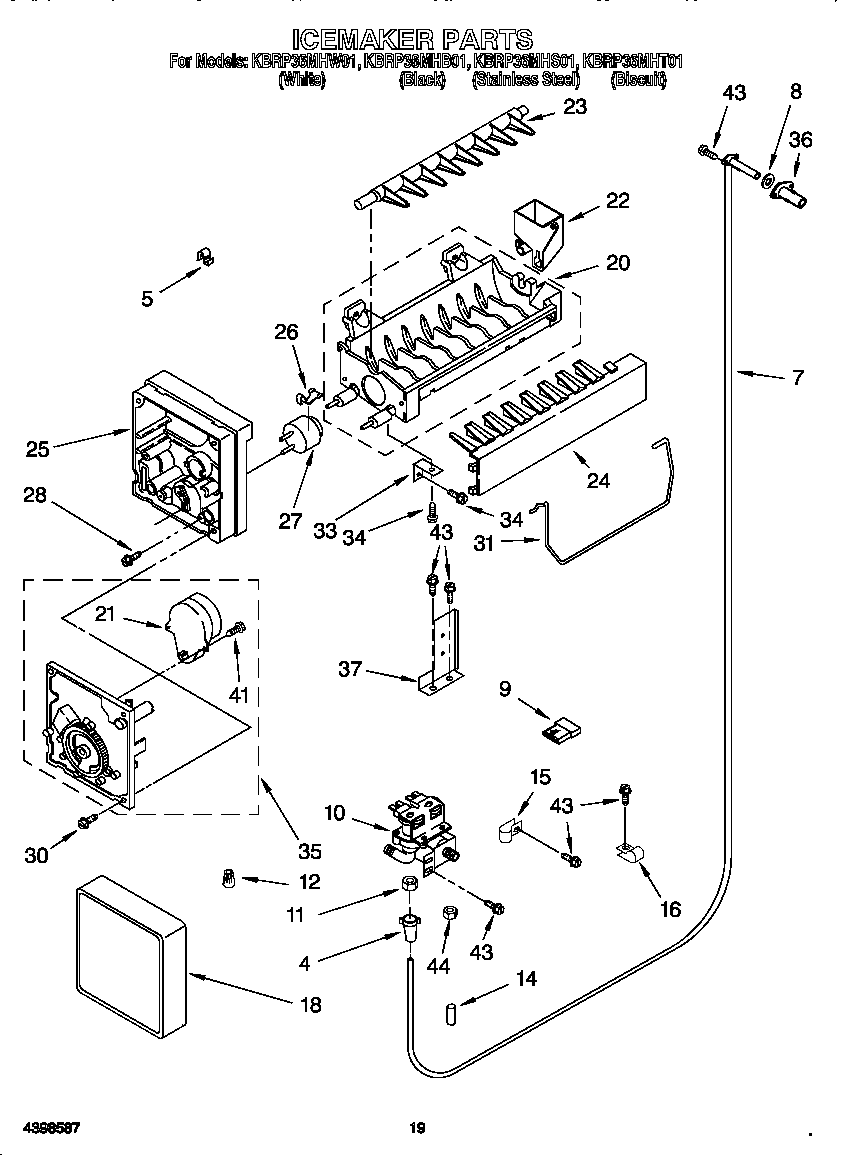 KitchenAid KBRP36MHT01 icemaker diagram