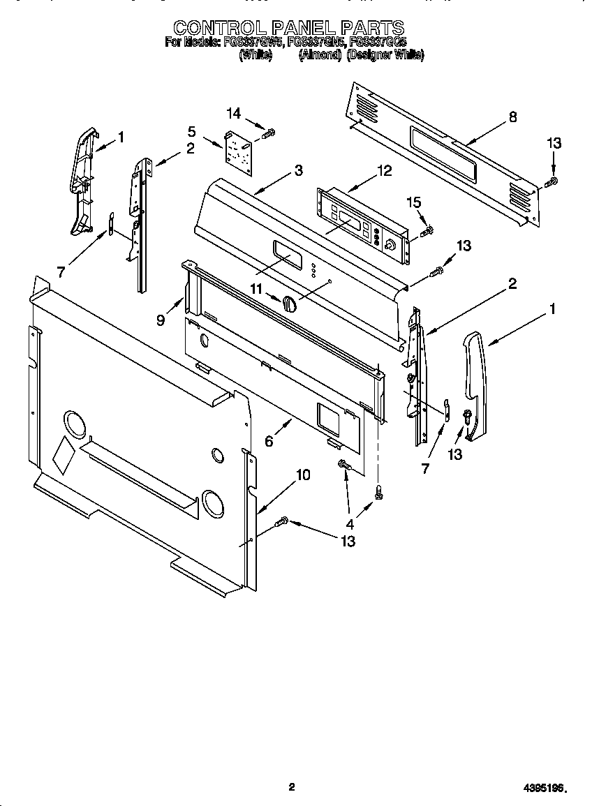 Roper FGS337GW5 control panel diagram