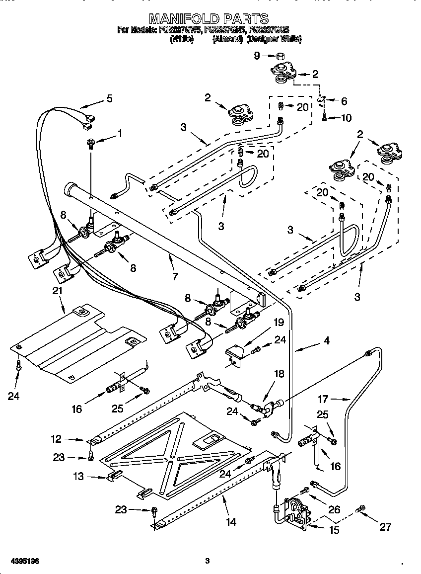 Roper FGS337GW5 manifold diagram