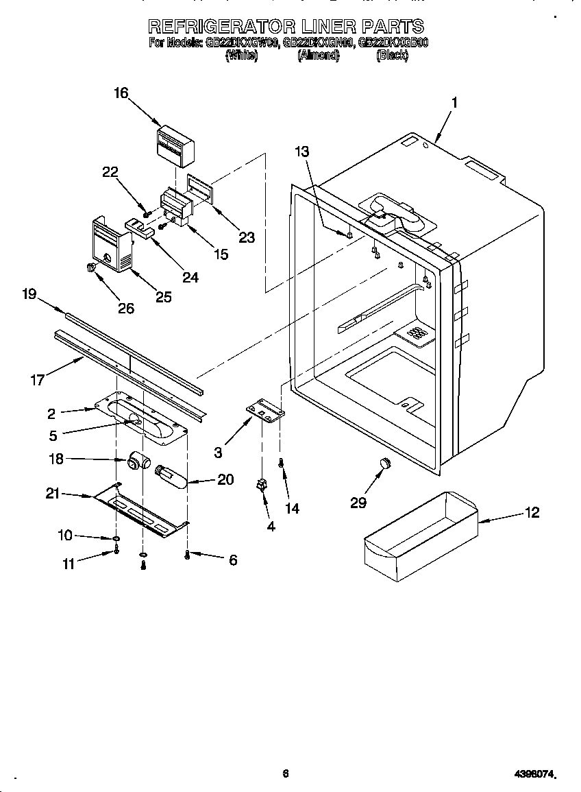 Whirlpool GB22DKXGN00 refrigerator liner diagram