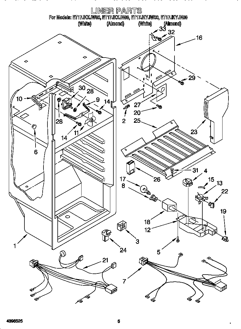 Whirlpool ET17JKYJN00 liner diagram