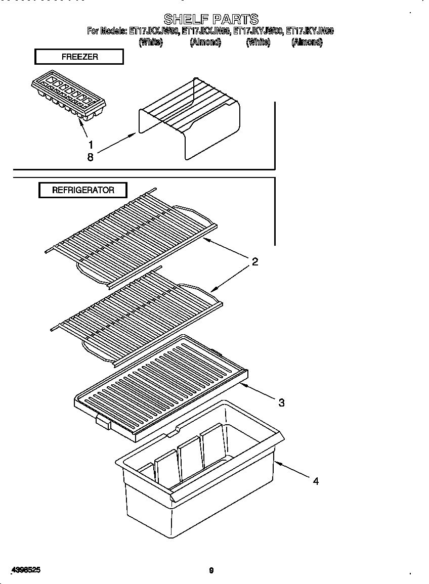 Whirlpool ET17JKYJN00 shelf diagram