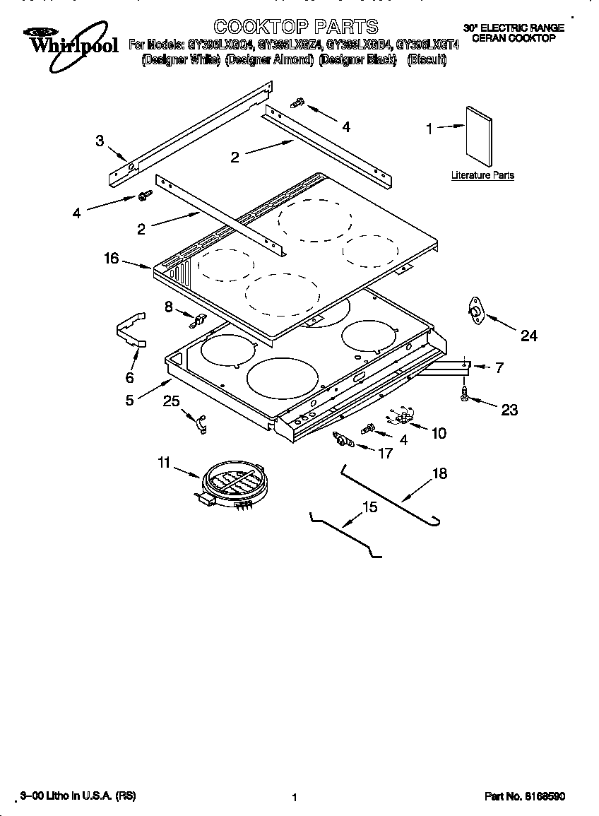 Whirlpool GY396LXGB4 cooktop diagram