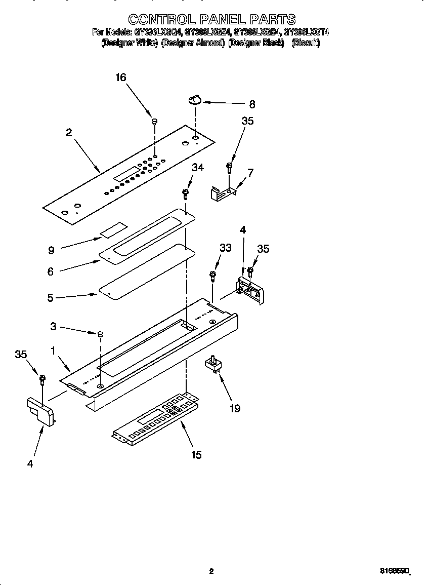 Whirlpool GY396LXGB4 control panel diagram