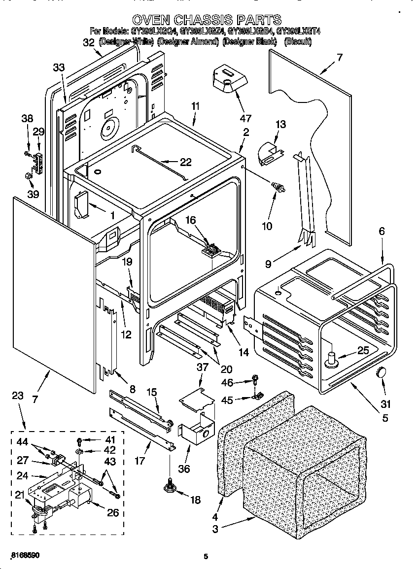 Whirlpool GY396LXGB4 oven chassis diagram