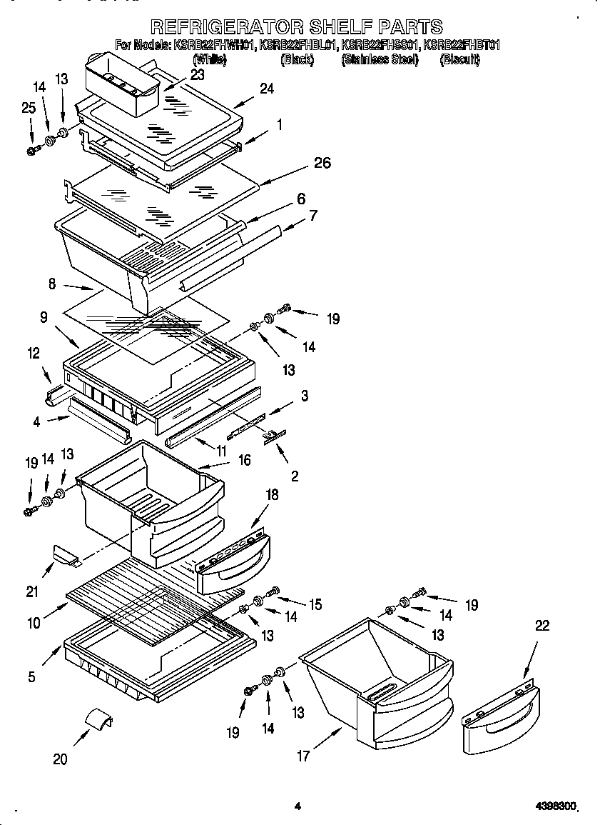 KitchenAid KSRB22FHSS01 refrigerator shelf diagram