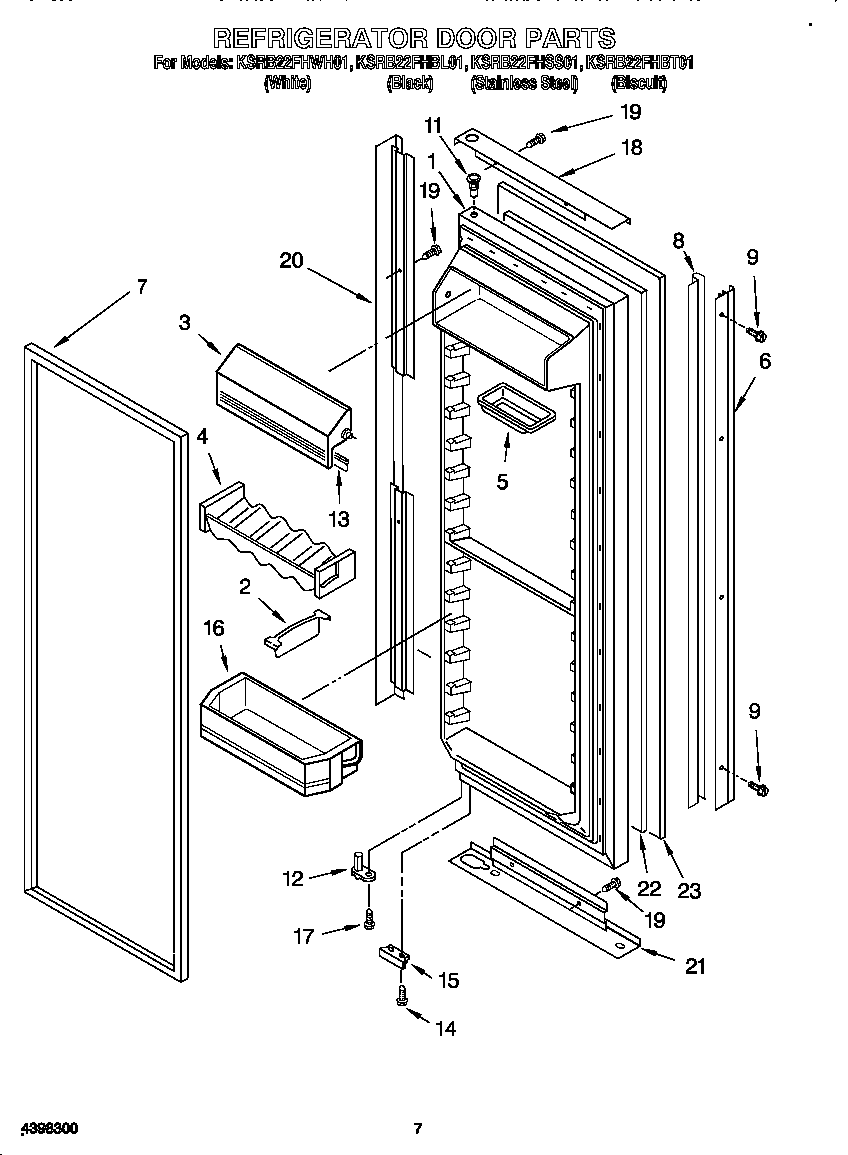 KitchenAid KSRB22FHSS01 refrigerator door diagram