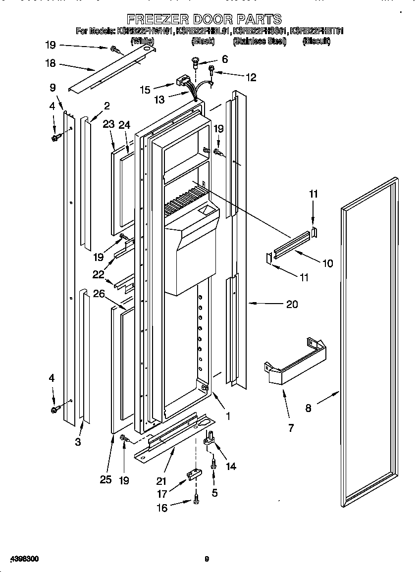 KitchenAid KSRB22FHSS01 freezer door diagram
