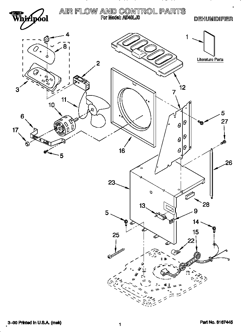 Whirlpool AD40LJ0 air flow and control diagram