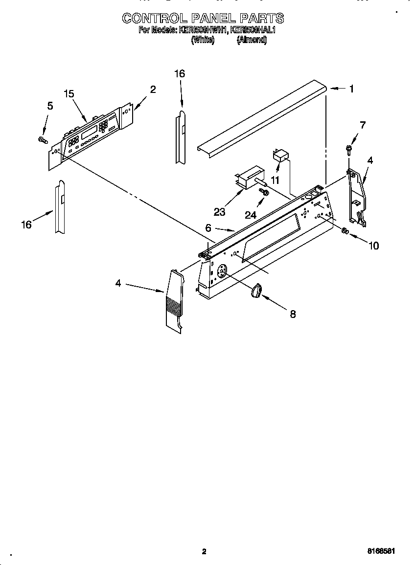 KitchenAid KERI500HAL1 control panel diagram