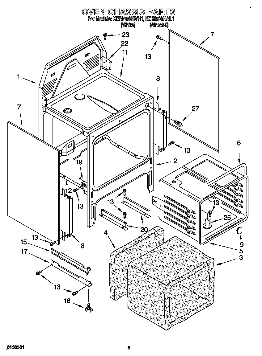 KitchenAid KERI500HAL1 oven chassis diagram