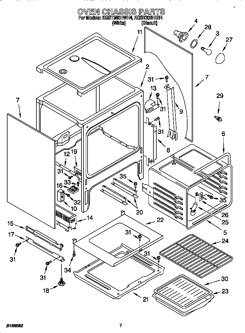 KitchenAid KGST300HBT4 oven chassis diagram