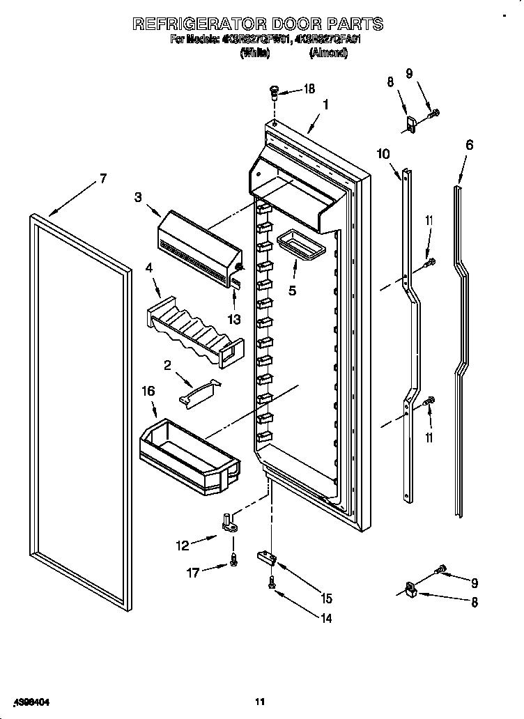 KitchenAid 4KSRS27QFA01 refrigerator door diagram