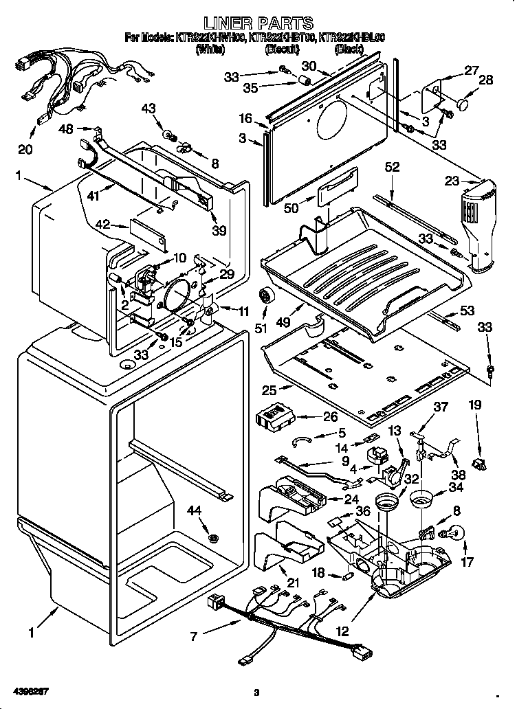 KitchenAid KTRS22KHBT00 liner diagram
