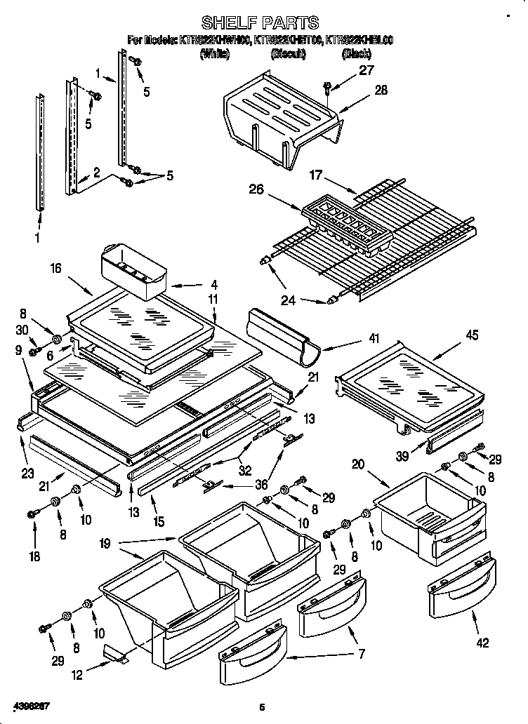 KitchenAid KTRS22KHBT00 shelf diagram