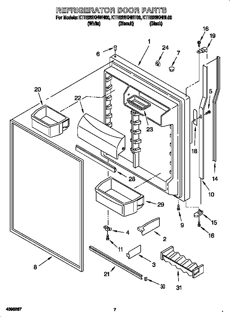 KitchenAid KTRS22KHBT00 refrigerator door diagram