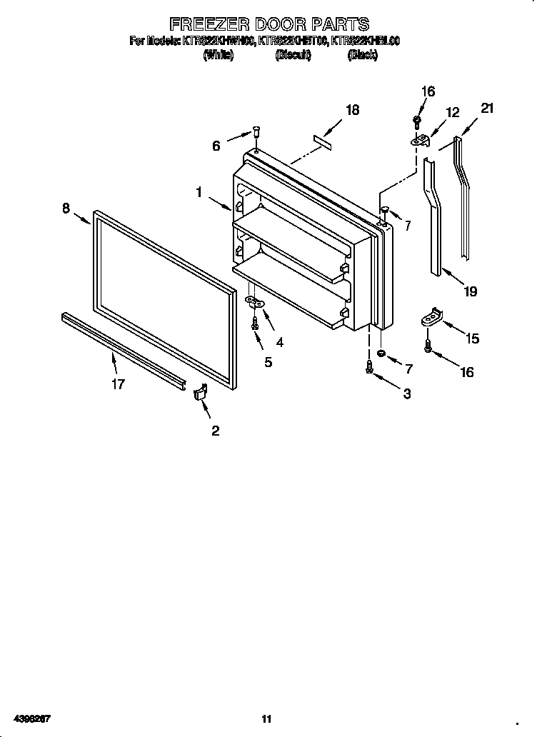 KitchenAid KTRS22KHBT00 freezer door diagram