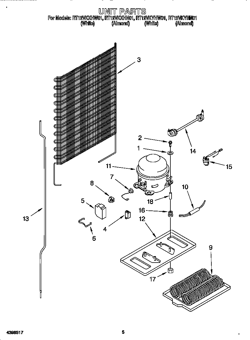 Roper RT12VKYHW01 unit diagram