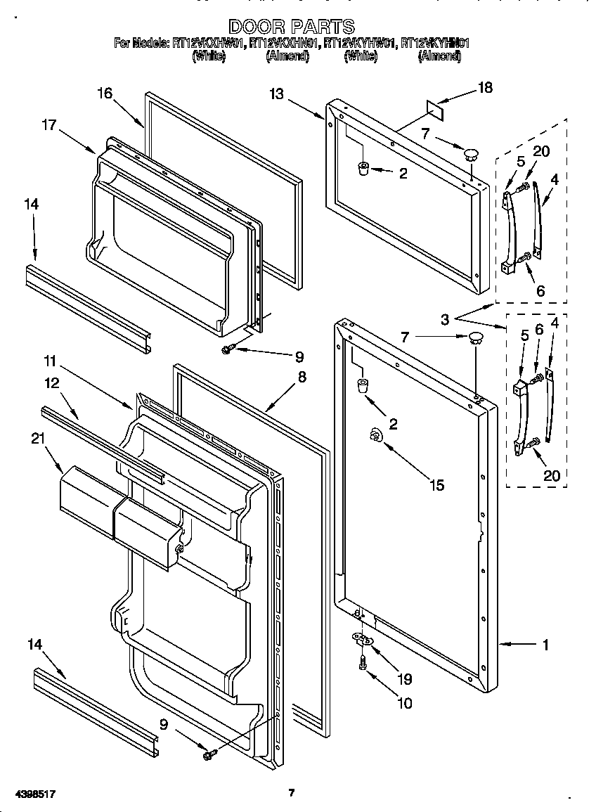 Roper RT12VKYHW01 door diagram