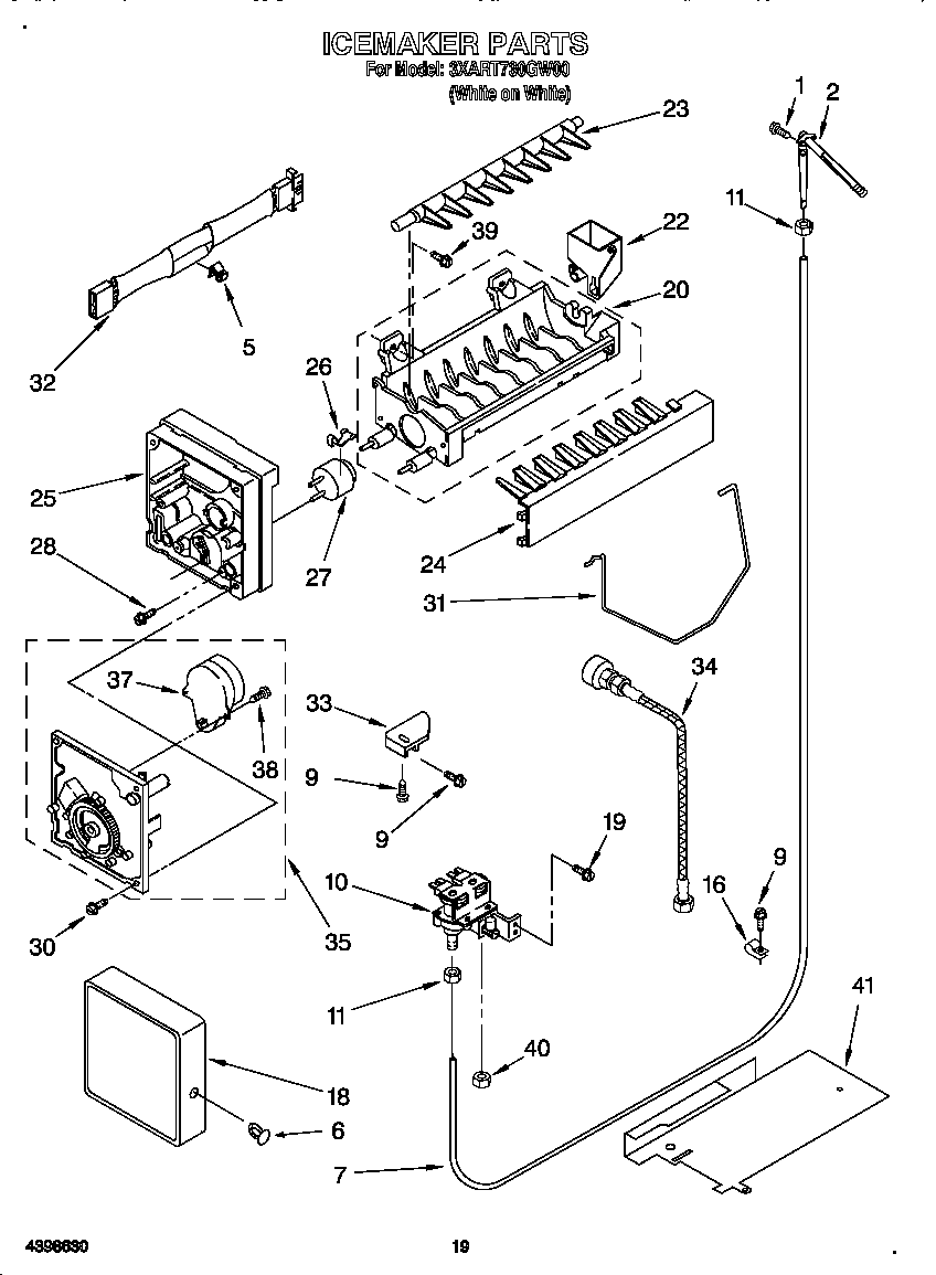 Whirlpool 3XART730GW00 ice maker diagram