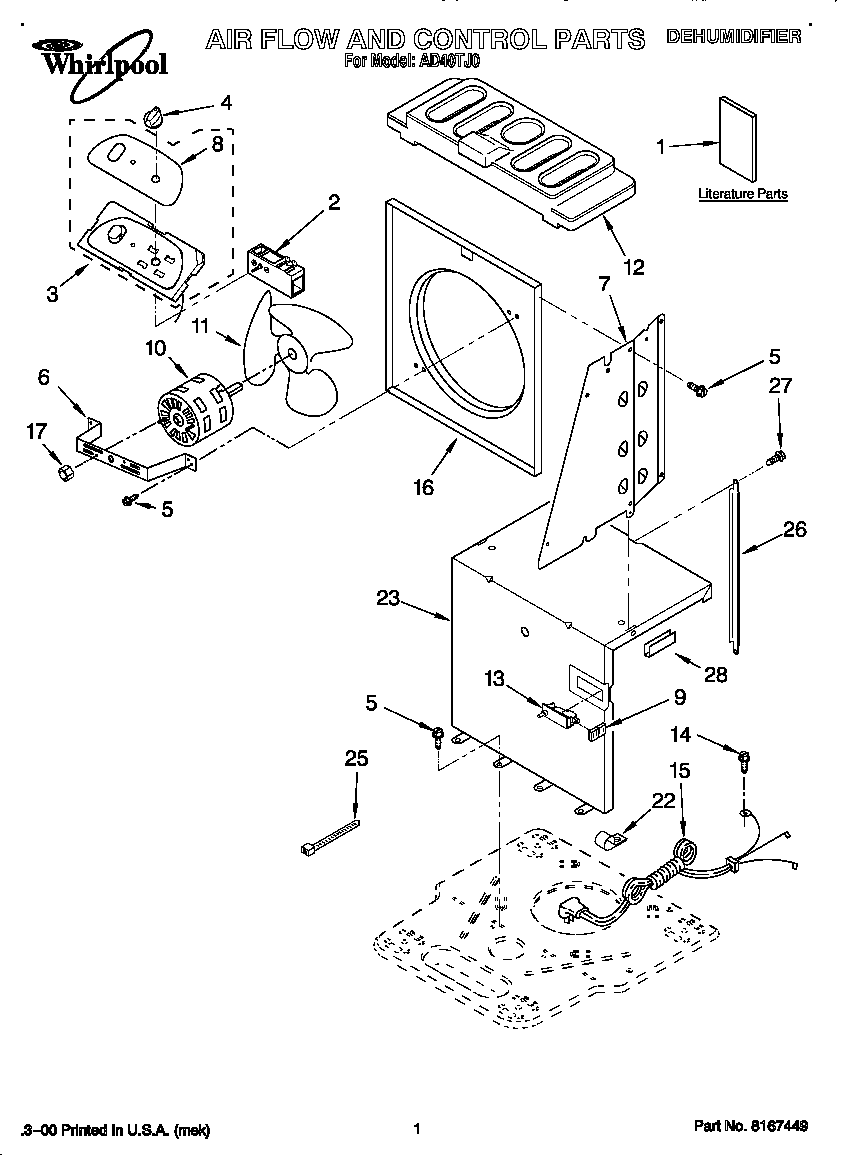 Whirlpool AD40TJ0 air flow and control diagram