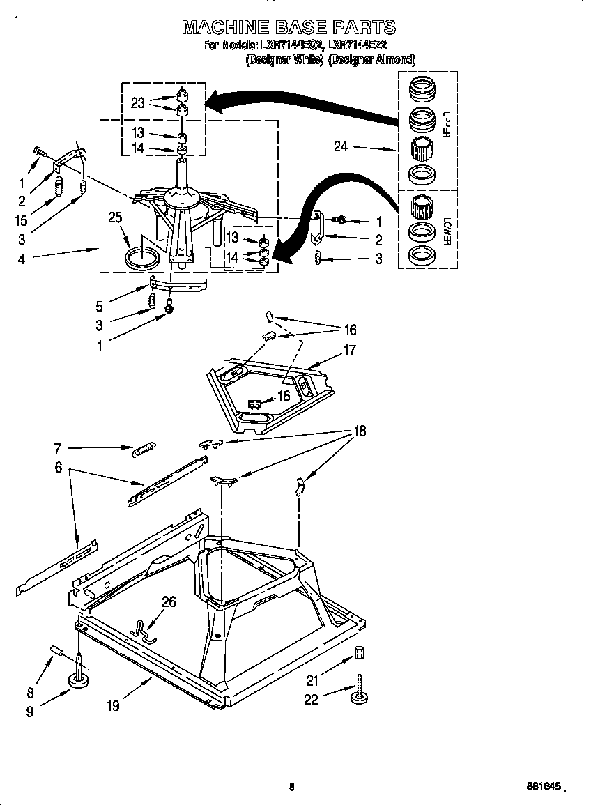 Whirlpool LXR7144EQ2 machine base diagram