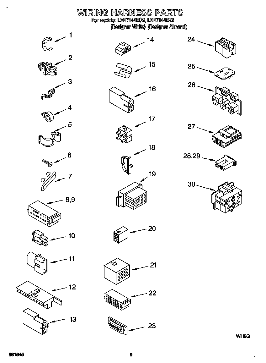 Whirlpool LXR7144EQ2 wiring harness diagram
