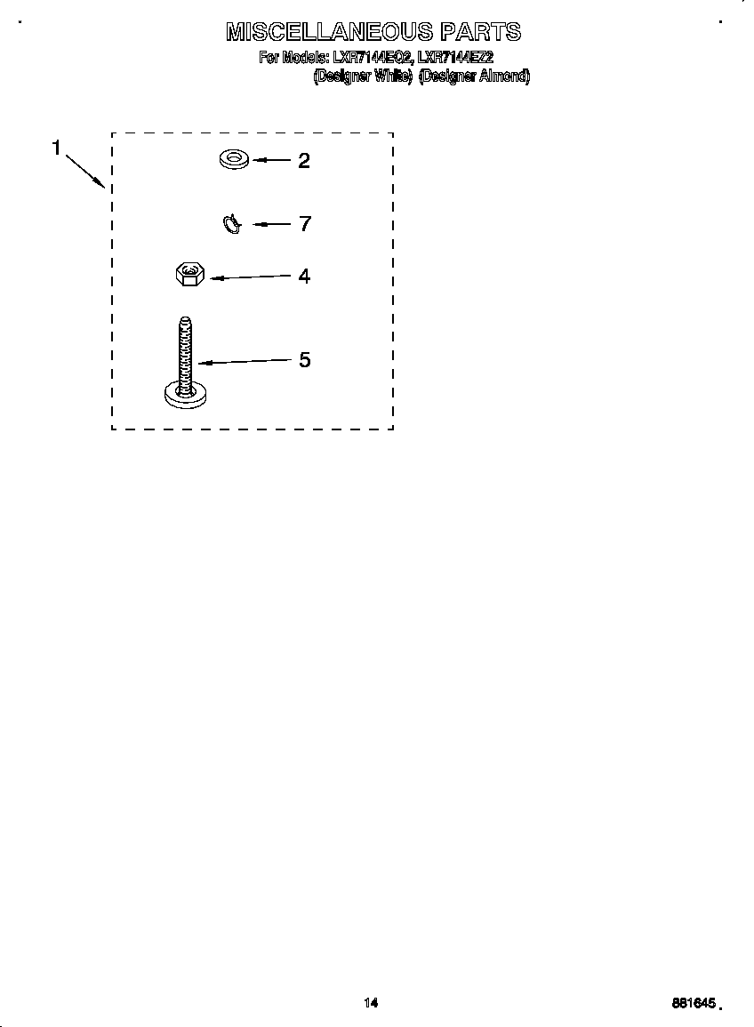 Whirlpool LXR7144EQ2 miscellaneous diagram