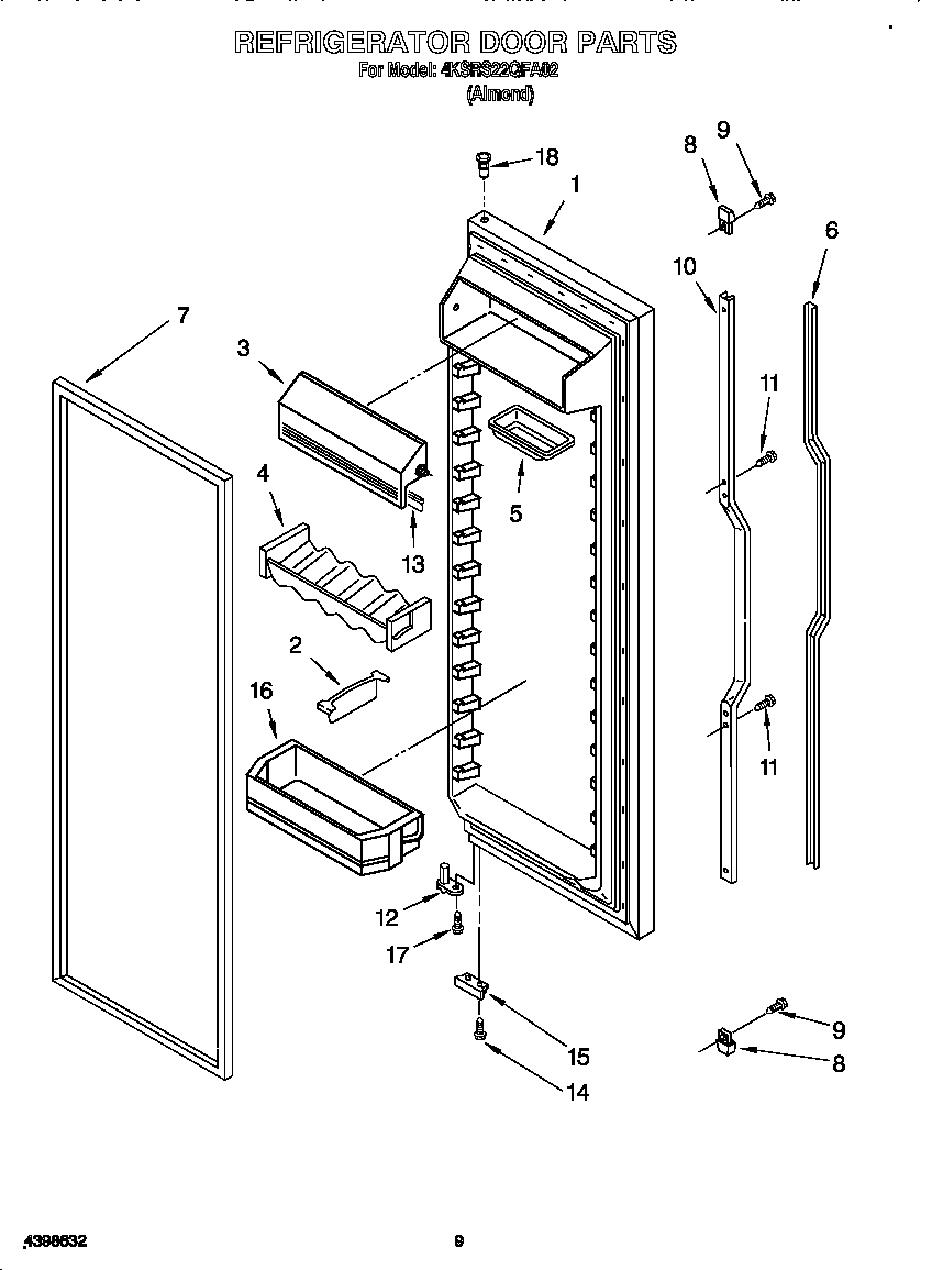 KitchenAid 4KSRS22QFA02 refrigerator door diagram