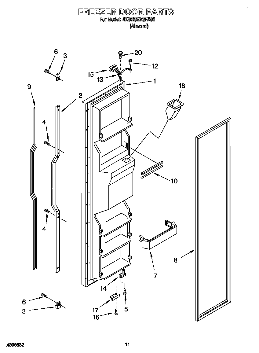 KitchenAid 4KSRS22QFA02 freezer door diagram