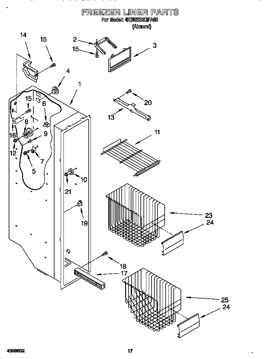 KitchenAid 4KSRS22QFA02 freezer liner diagram