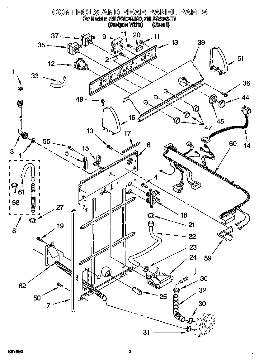 Whirlpool 7MLSQ8543JQ0 controls and rear panel diagram