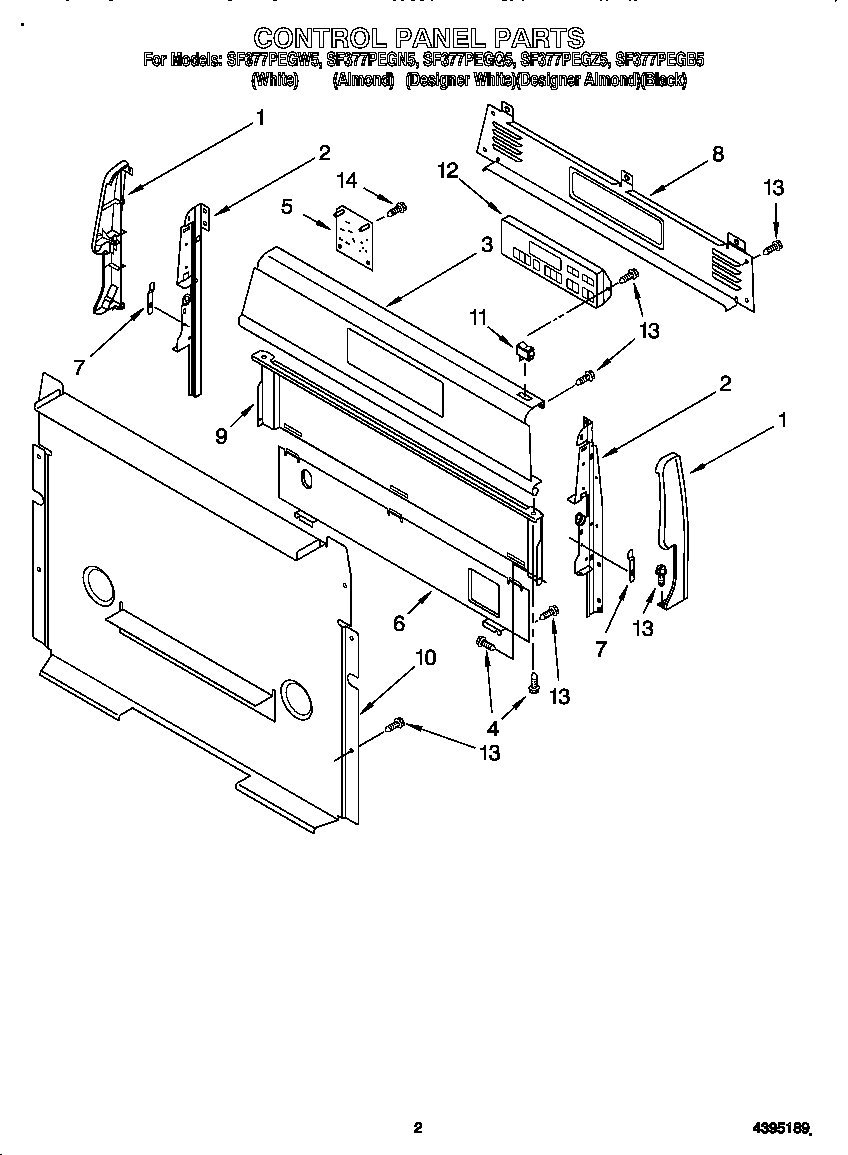 Whirlpool SF377PEGB5 control panel diagram