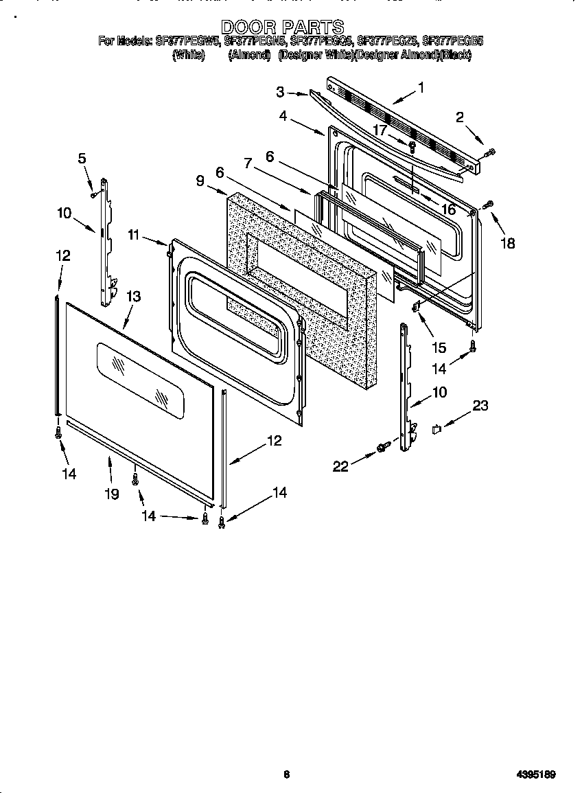 Whirlpool SF377PEGB5 door diagram