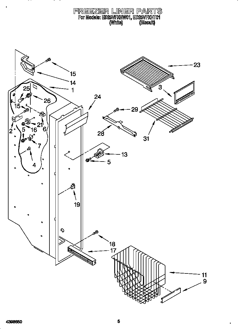 Whirlpool ED25VFXHW01 freezer liner diagram