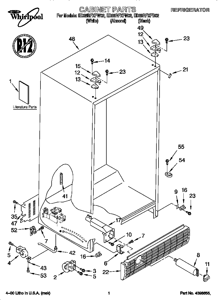 Whirlpool ED25RFXFB02 cabinet diagram