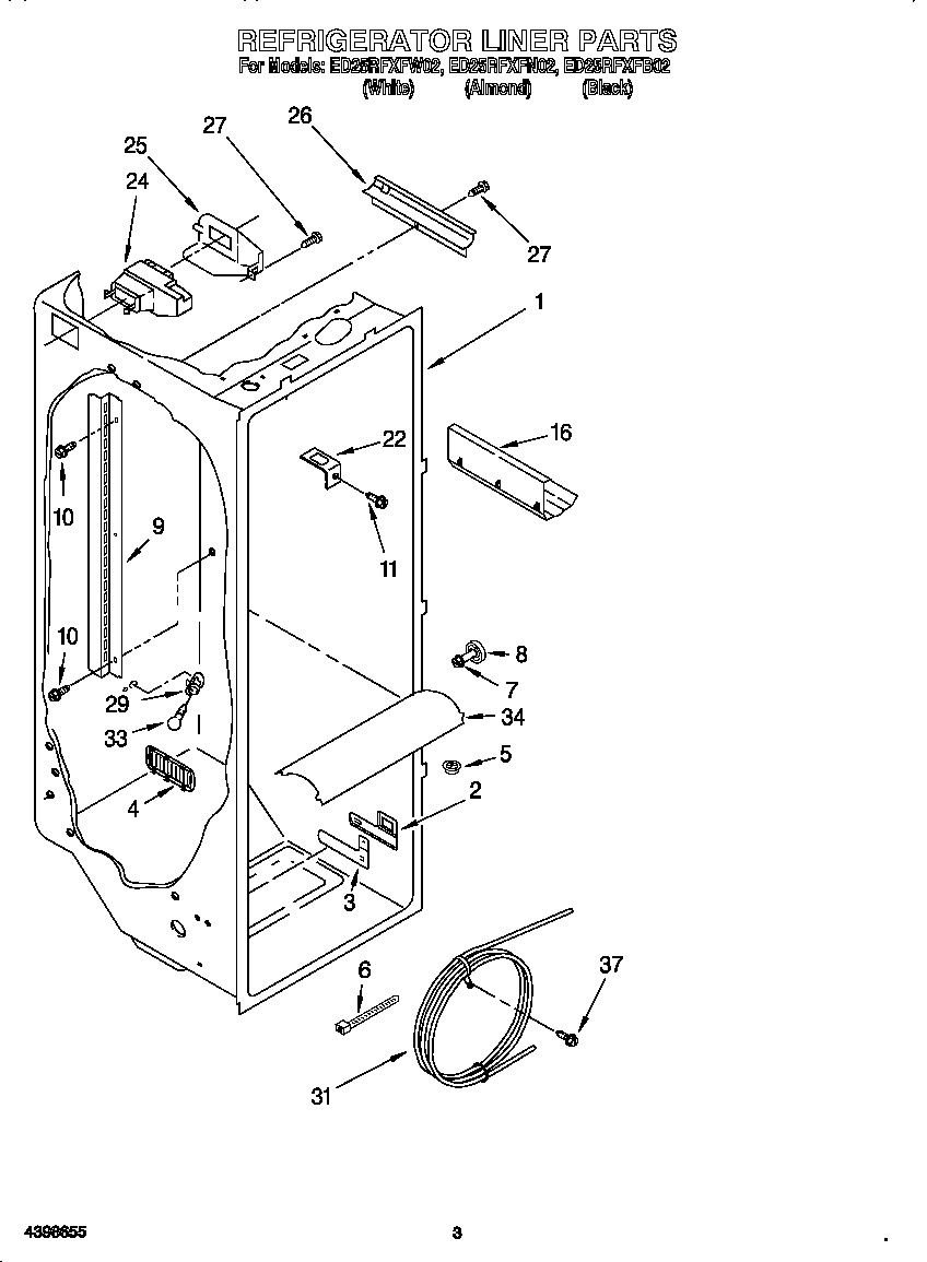 Whirlpool ED25RFXFB02 refrigerator liner diagram