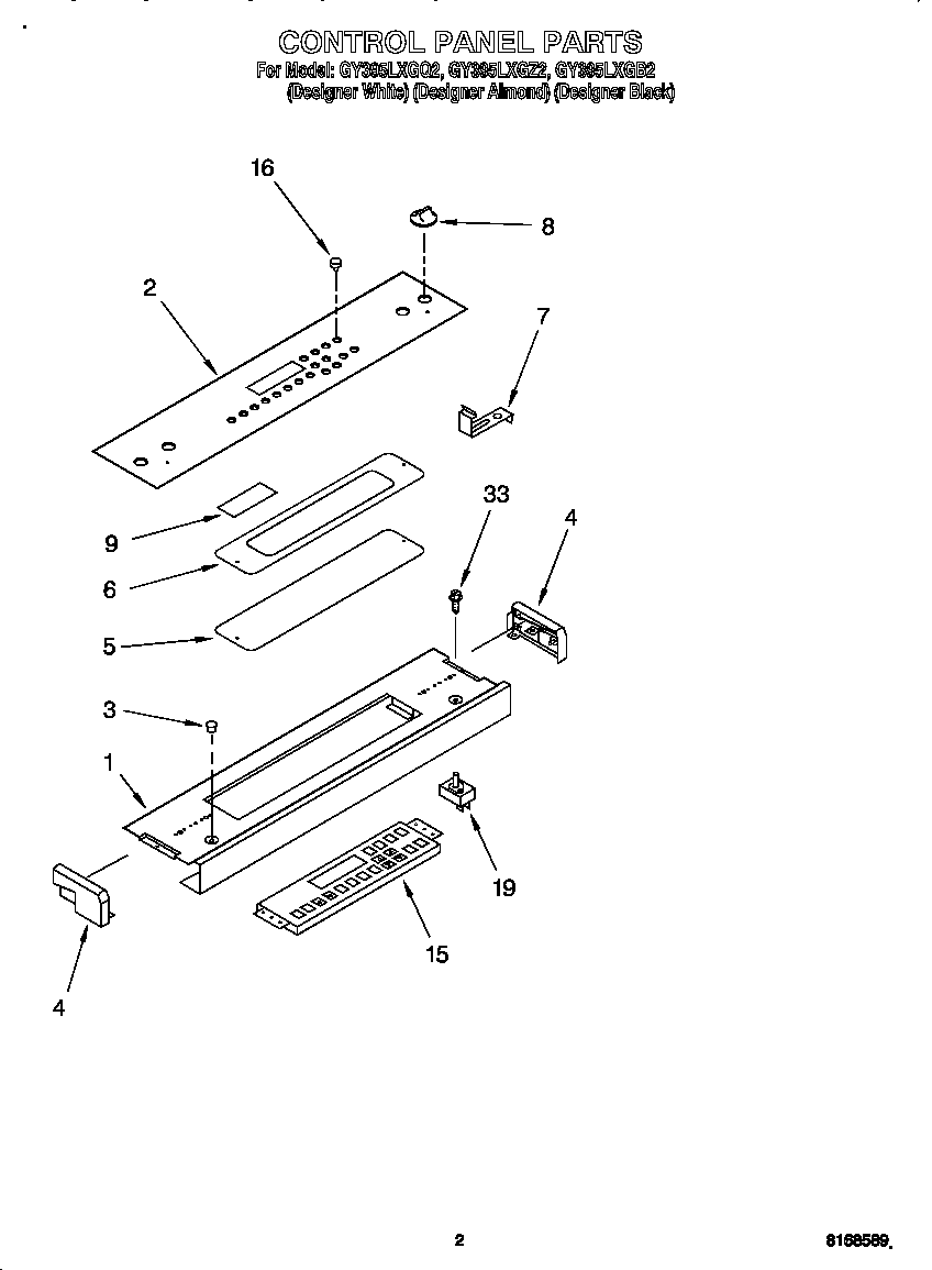 Whirlpool GY395LXGB2 control panel diagram