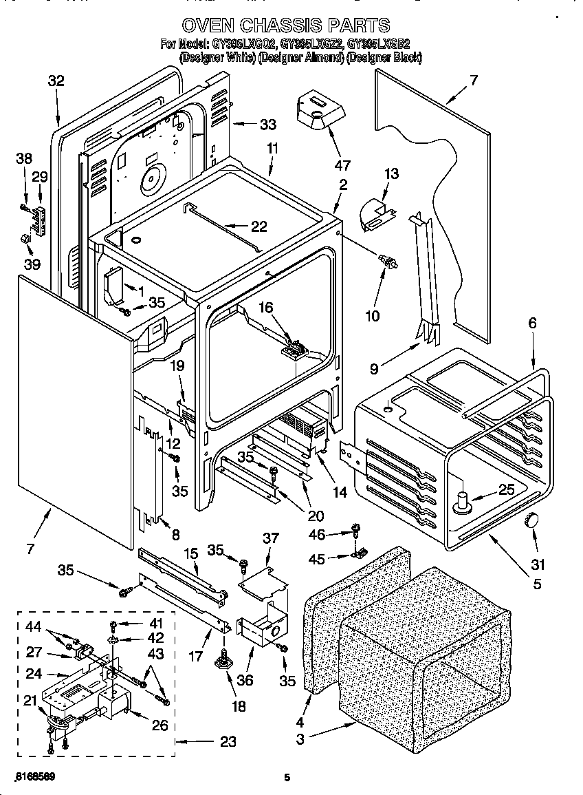 Whirlpool GY395LXGB2 oven chassis diagram