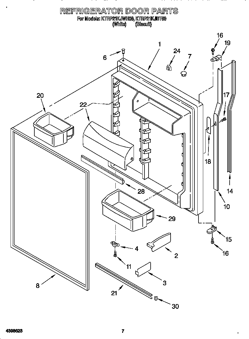 KitchenAid KTRS22KGAL01 refrigerator door diagram